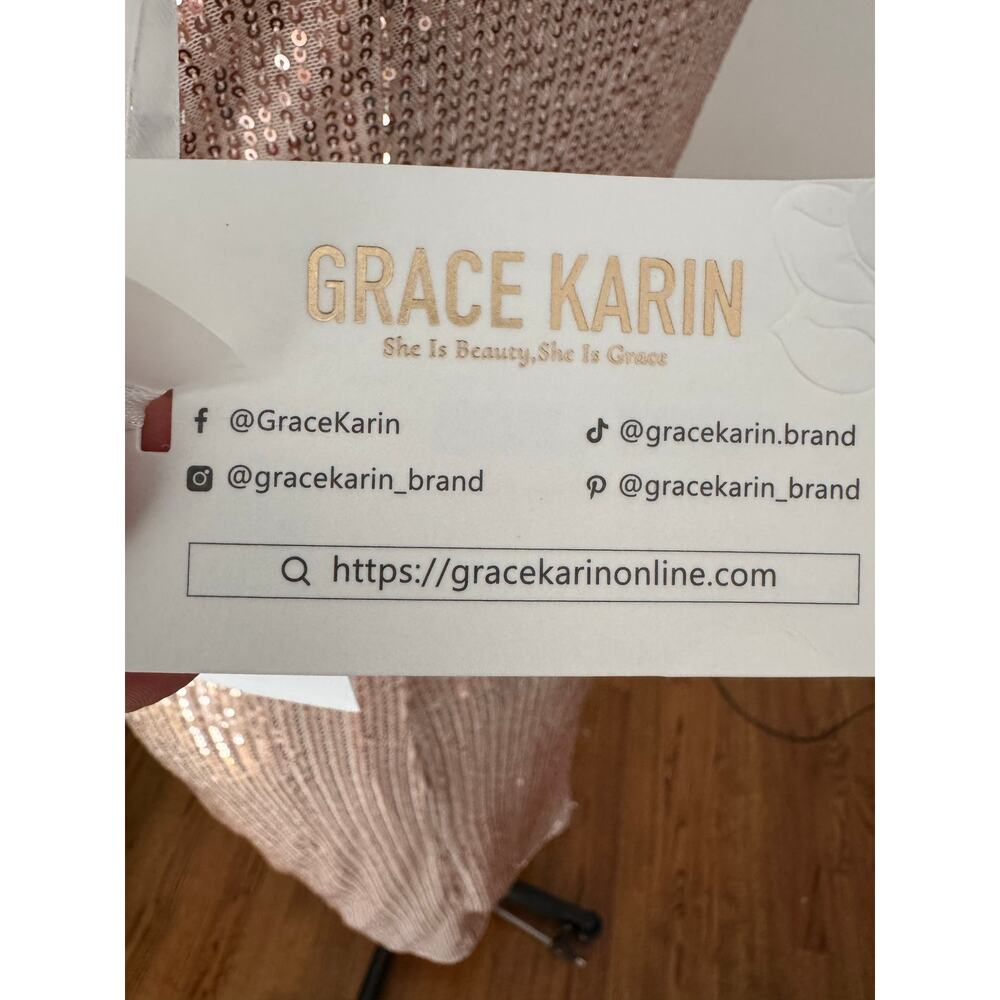 NWT Grace Karin Women’s Rose Gold Sequin One Shoulder Prom Dress Size XL - Picture 6 of 9